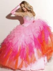 Spectacular Hot Seller Ball Gown Strapless Beaded Bodice Colorful Organza Quinceanera Dress