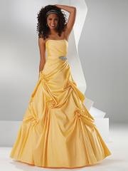 Spectacular Strapless Ball Gown Daffodil Taffeta Brooch Caught-Up Quinceanera Dress