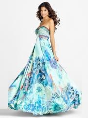 Spectacular Sweetheart Floor Length Sheath Multi-Color Printed Rhinestone Embellished Outfit