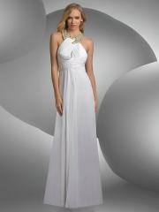 Splendid Jewel Beaded Neck Empire Floor Length White Chiffon Bridesmaid Dress