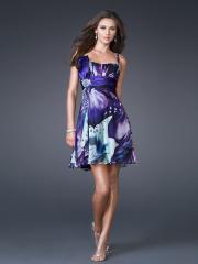 Square Neck Short Sheath Style Multi-Color Printed Homecoming Party Dresses with Sash
