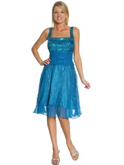 Square Neck Short Tea-Length Ice Blue Sequined Chiffon Homecoming Dress for Sale