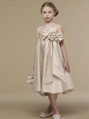 Stain Flower Girl Dress with Bow