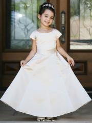 Stain White Flower Girl Dress with Big Flower Tie