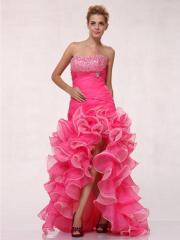 Strapless Natural Waistline Sequins Embellishment Ruffled Skirt Prom Dresses