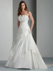 Strapless Organza Taffeta Bridal Gown with Fan Pleated Bodice Wedding Dress