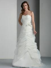 Strapless Organza Wedding Gown Featuring Sweetheart Neckline Pick Up Skirt and Beaded Fabric Flower Dresses
