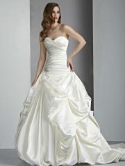 Strapless Satin Wedding Dress Features Sweetheart Neckline Pick Up Skirt And Lace Up Back Dresses