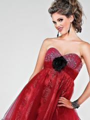 Strapless Sequined Bodice and Flower Embellishment Print Sophisticated Homecoming Dresses