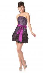 Strapless Short Length Ball Gown Grape Taffeta Homecoming Gown of Sequined Accents