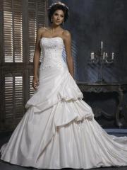 Strapless Taffeta A-Line Asymmetrical Pick Up Wedding Dress