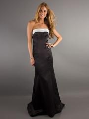 Stretch Satin A-line Style Strapless Neckline Full Length Elegant Black Celebrity Dresses