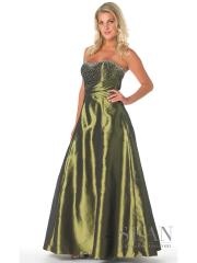 Striking Strapless Green Silky Satin Floor Length Empire Beaded Celebrity Dresses