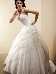 Stunning Ball Gown Strapless Corset Satin Organza Wedding Dress