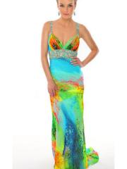 Stunning Halter Neck Floor Length Flowery Printed Sheath Style Prom Gown