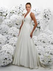 Stunning Halter Neckline Taffeta Gown of Crystal Decoration