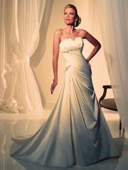 Stunning Hand-Pleated Slit Bodice and Ruche Skirt World-Rate Gown