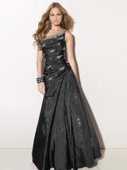 Stunning One-Shoulder Ball Gown Silky Black Taffeta Beaded Quinceanera Outwear