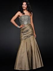 Stunning Strapless Floor Length Mermaid Sequined Bodice and Champagne Satin Celebrity Dress