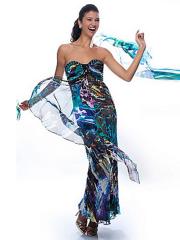 Stunning Sweetheart Ankle-Length Multi-Color Printed Sheath Style Evening Gowns