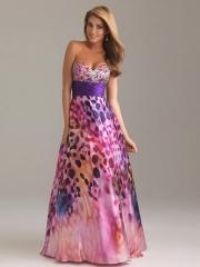 Stunning Sweetheart Neck Floor Length A-Line Beaded Bodice and Printed Skirt Evening Dress
