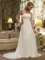 Style A-line Strapless Ruched Bodice Chiffon Wedding Dresses