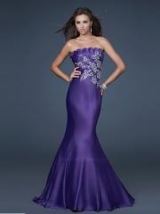 Stylish Mermaid Silhouette Strapless Pleated Bodice Sequins Ornament Full Length Celebrity Dresses