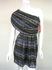 Summer Hot Sell Print Asymmetric Neckline Mini Skirt Cocktail Dresses