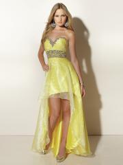 Sumptuous Daffodil Organza Material in Modern High Low Style Prom Dresses