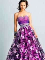 Sumptuous Floral Print A-line Silhouette Strapless Sweetheart Beaded Trim Quinceanera Dresses