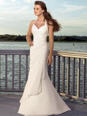 Sumptuous Halter Draped Chiffon Gown for Beach Wedding