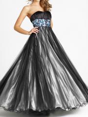 Sumptuous One-Shoulder Floor Length Black Tulle and Silver Satin Sequined Quinceanera Dress
