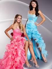 Sumptuous Strapless Ice Blue Or Watermelon Asymmetrical Hem Organza Multi-Tiered Celebrity Dress