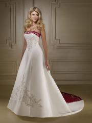 Sumptuous Strapless Satin A-Line Gown of Embroidery Design