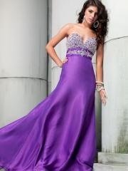 Sumptuous Sweetheart Rhinestone Embellished Purple Silky Satin Floor Length Celebrity Wear