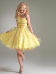 Super Cute Taffeta Organza Knee Length One Shoulder Strap Homecoming Dress
