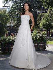 Supreme Chiffon A-Line Gown With Straight Strapless Neckline Wedding Dresses