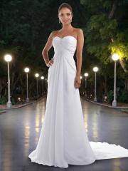Supreme Chiffon Slim A-Line Gown with Strapless Sweetheart Neckline And Pleated Bust Wedding Dresses