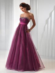 Sweetheart A-Line Purple Floor Length Tulle Overlaid Evening Gown of Beaded Accent