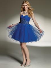 Sweetheart Classy A-Line Dark Royal Blue Satin and Tulle Special Beaded Homecoming Dresses