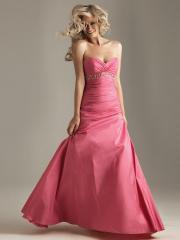 Sweetheart Floor Length Trumpet Pink Silky Taffeta Evening Gown of Beaded Belt
