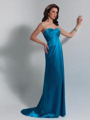 Sweetheart Plain Ice Blue Elastic Silk-Like Satin Empire Style Bridesmaid Gown of Zipper