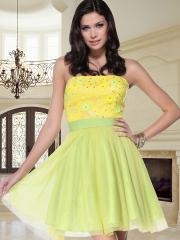 Sweetly A-line Short Length Strapless Sequined Embellishment Super Cure Prom Dresses