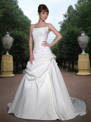 Taffeta A-Line Gown With Straight Strapless Neckline Waist and The Back Of The Bodice Wedding Dresses