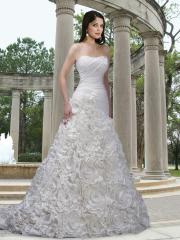 Taffeta A-Line Gown with A Sweetheart Strapless Neckline And A Pleated Bodice Wedding Dress