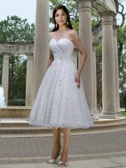 Taffeta A-Line Gown with A Sweetheart Strapless Neckline and A Pleated Bodice Wedding Dress
