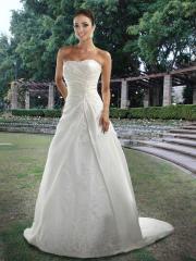 Taffeta A-Line Gown with Modified Sweetheart Strapless Neckline Accented With Lace Trim Dresses
