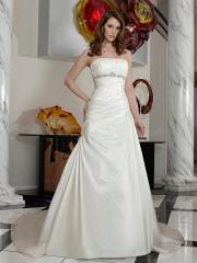 Taffeta A-Line Gown with Straight Strapless Neckline Empire Waistline Wedding Dresses