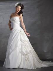 Taffeta A-Line Strapless Scoop Neck with A Natural Waist Gown Wedding Dresses