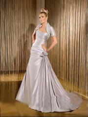 Taffeta A-Line Strapless Wedding Dress with Lace Up